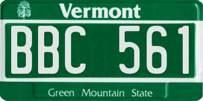 VT license plate BBC561