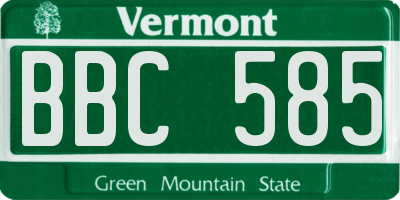 VT license plate BBC585