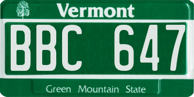 VT license plate BBC647
