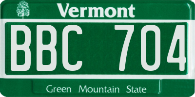 VT license plate BBC704