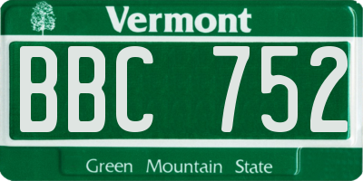 VT license plate BBC752