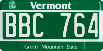 VT license plate BBC764