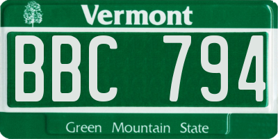 VT license plate BBC794