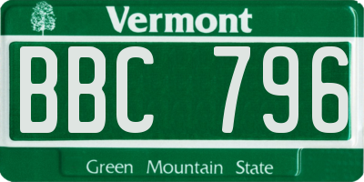 VT license plate BBC796