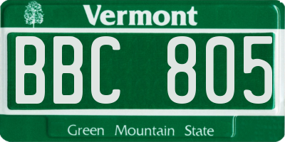 VT license plate BBC805