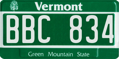 VT license plate BBC834