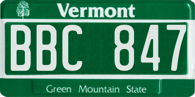VT license plate BBC847
