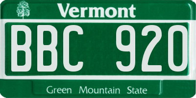 VT license plate BBC920