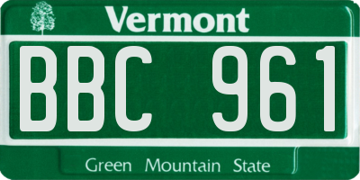 VT license plate BBC961