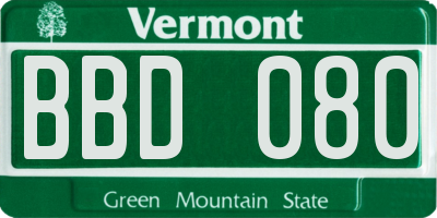 VT license plate BBD080