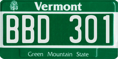 VT license plate BBD301