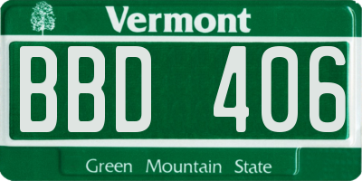 VT license plate BBD406