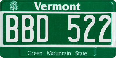 VT license plate BBD522