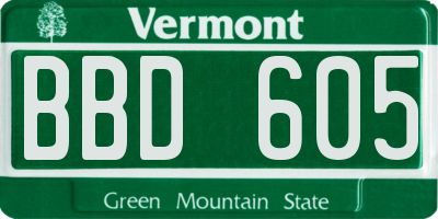 VT license plate BBD605