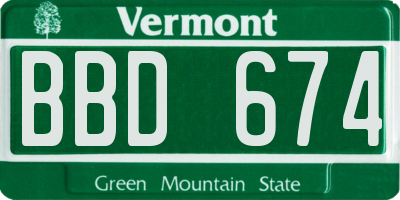 VT license plate BBD674