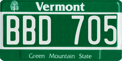 VT license plate BBD705