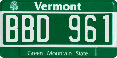 VT license plate BBD961
