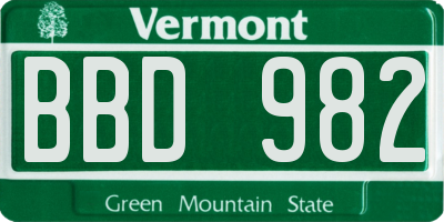 VT license plate BBD982