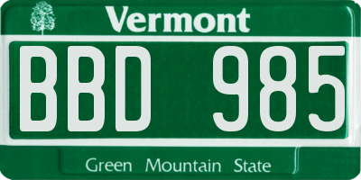VT license plate BBD985