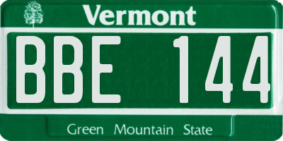 VT license plate BBE144