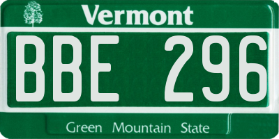 VT license plate BBE296