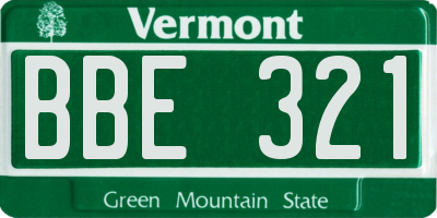 VT license plate BBE321