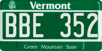 VT license plate BBE352