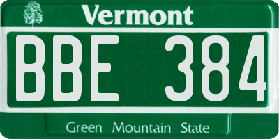 VT license plate BBE384