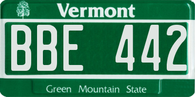 VT license plate BBE442