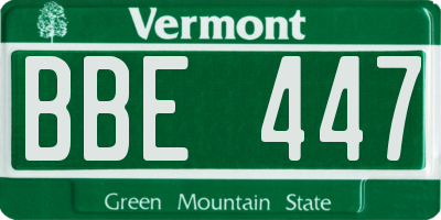 VT license plate BBE447