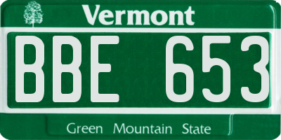 VT license plate BBE653
