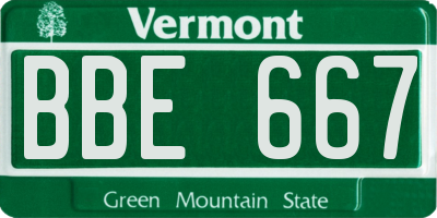 VT license plate BBE667