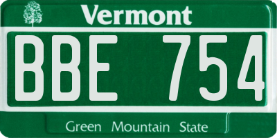 VT license plate BBE754