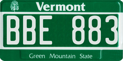 VT license plate BBE883