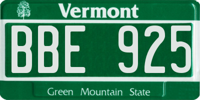 VT license plate BBE925