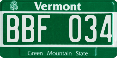 VT license plate BBF034