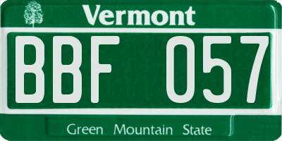 VT license plate BBF057