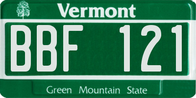 VT license plate BBF121