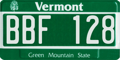 VT license plate BBF128