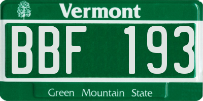 VT license plate BBF193