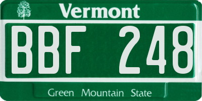 VT license plate BBF248