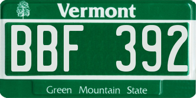 VT license plate BBF392