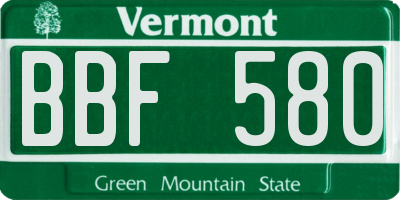 VT license plate BBF580