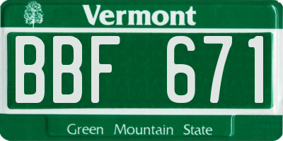 VT license plate BBF671