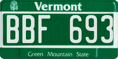 VT license plate BBF693