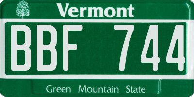 VT license plate BBF744