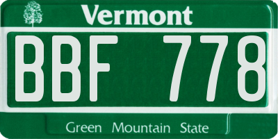 VT license plate BBF778