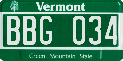 VT license plate BBG034