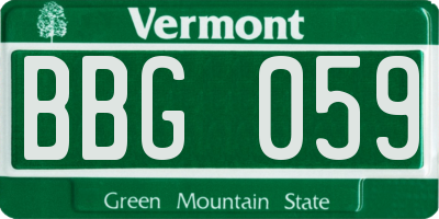 VT license plate BBG059