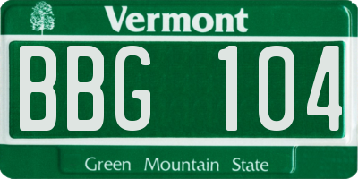 VT license plate BBG104